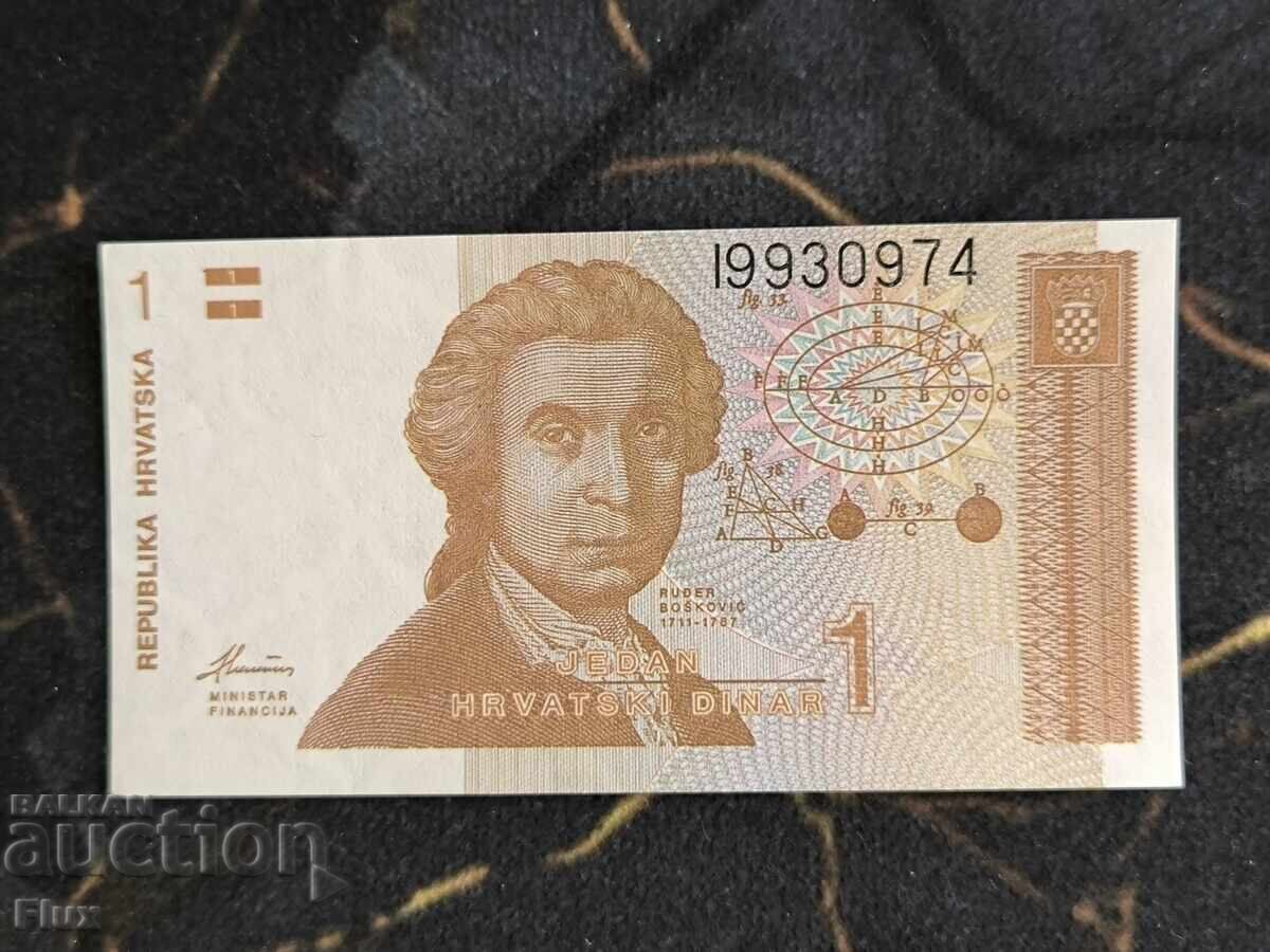Banknote - Croatia - 1 Dinar UNC | 1991