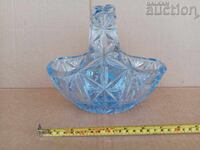 vintage γυάλινο καλάθι για πασχαλινά αυγά δεκαετίας του '50