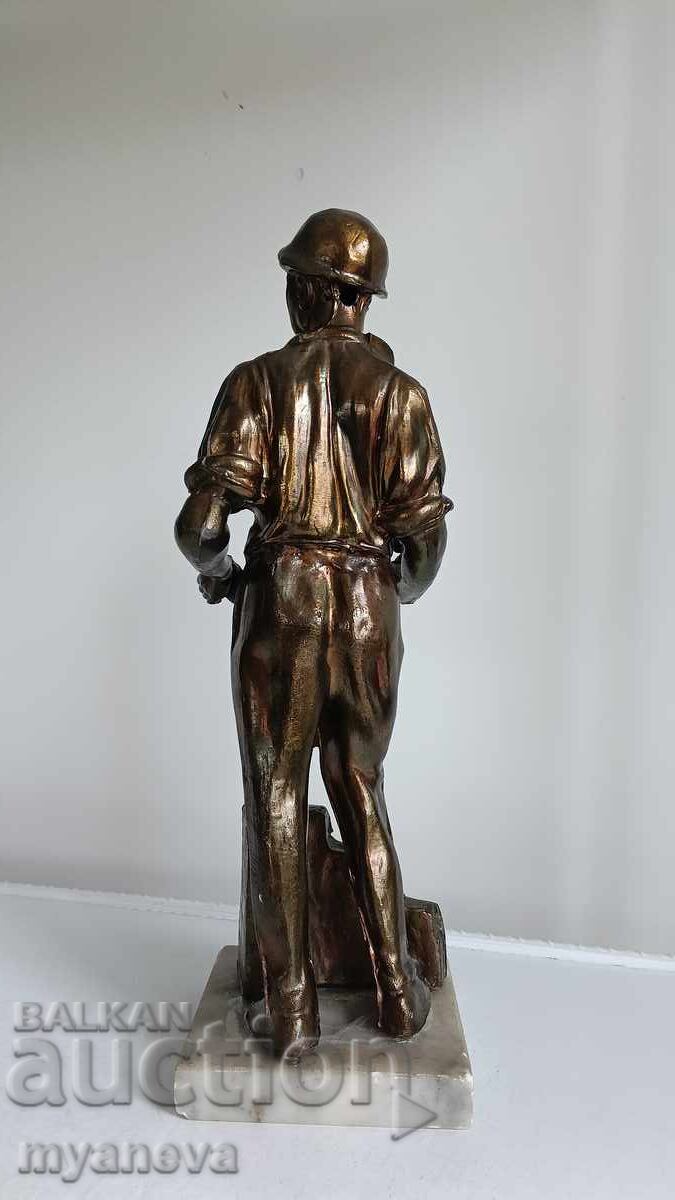 "Colhoznic", statuetă veche din bronz din URSS - 6
