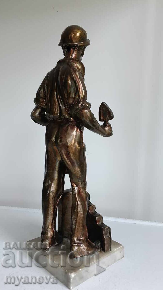 "Colhoznic", statuetă veche din bronz din URSS - 7