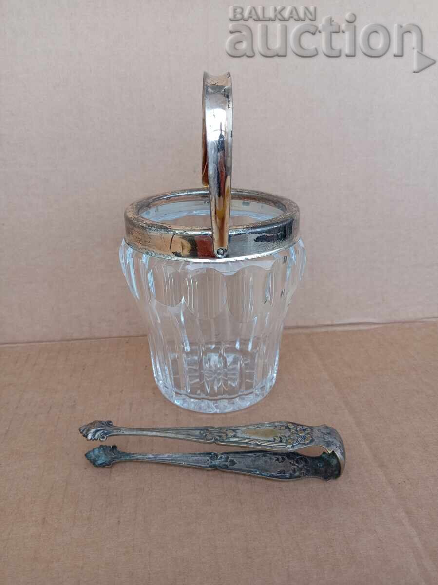 bol antic argintat pentru gheață și clește, cristal cu preț € 25.00 | 48.90 BGN