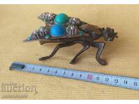 ΡΕΤΡΟ ορειχάλκινη φιγούρα εντόμου, κοσμηματοθήκη - Αμαλία