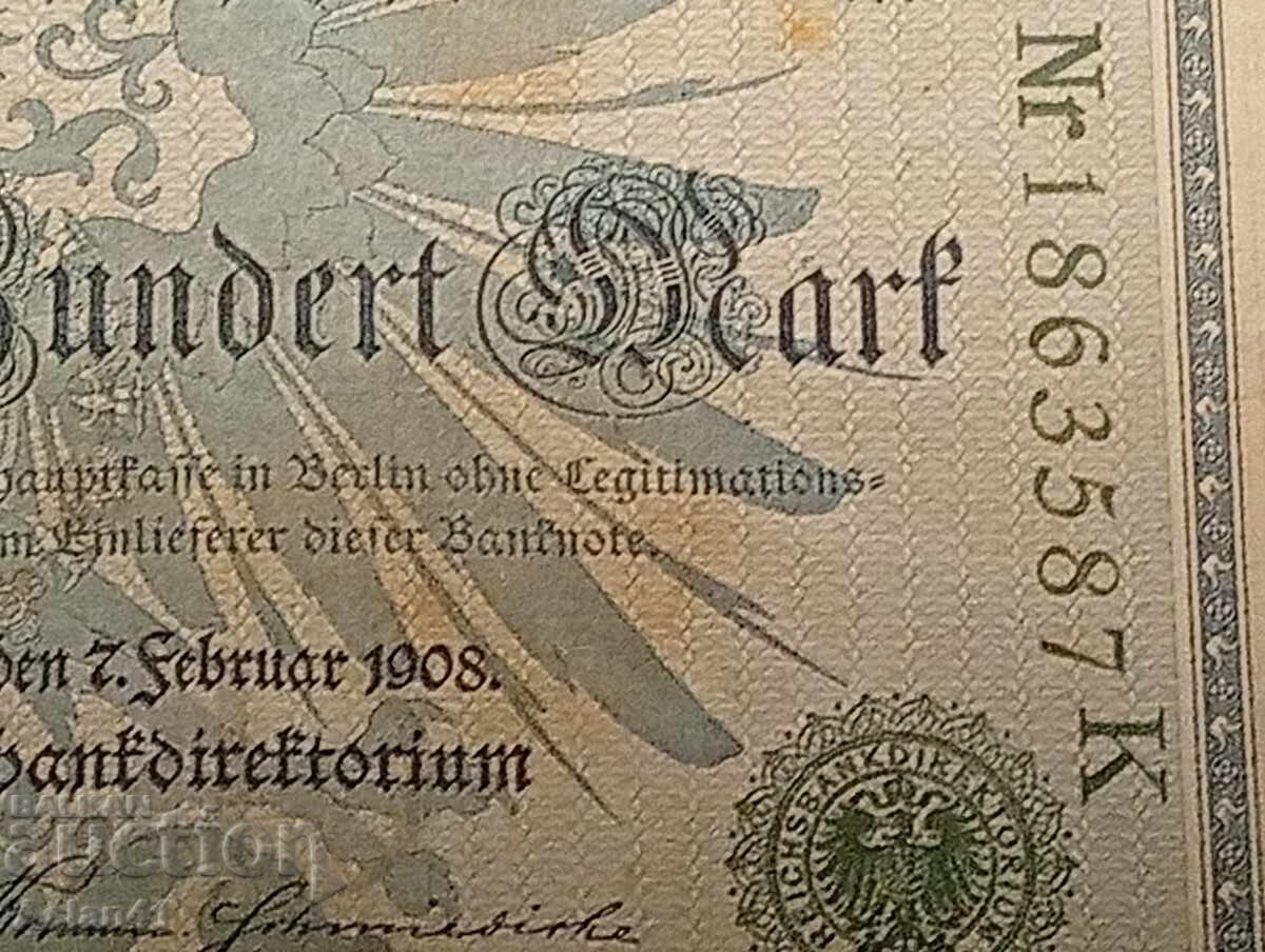 1908 100 marki Germanska imperiya bez tsena - 6