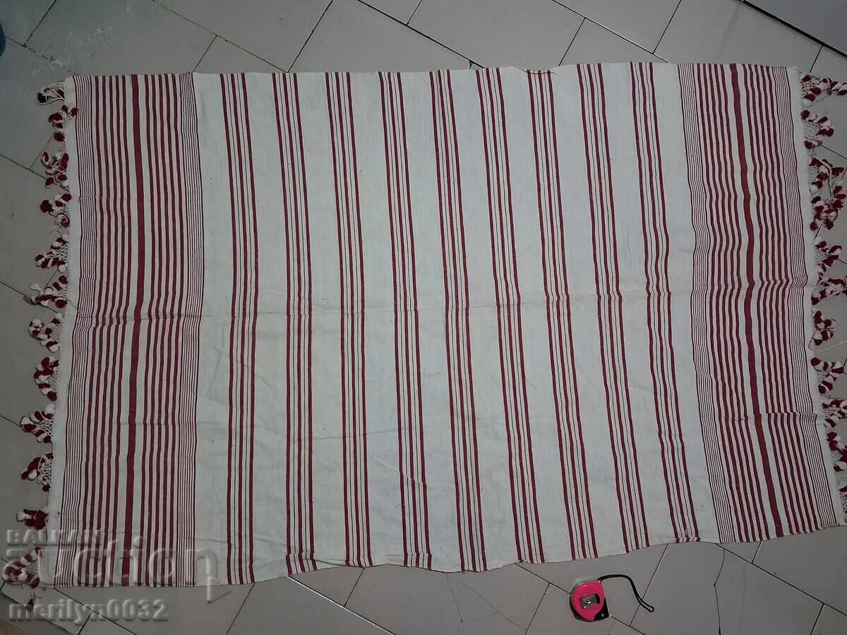 Licitație Veche față de masă țesută cu ciucuri din zestre bulgărească, cearșaf