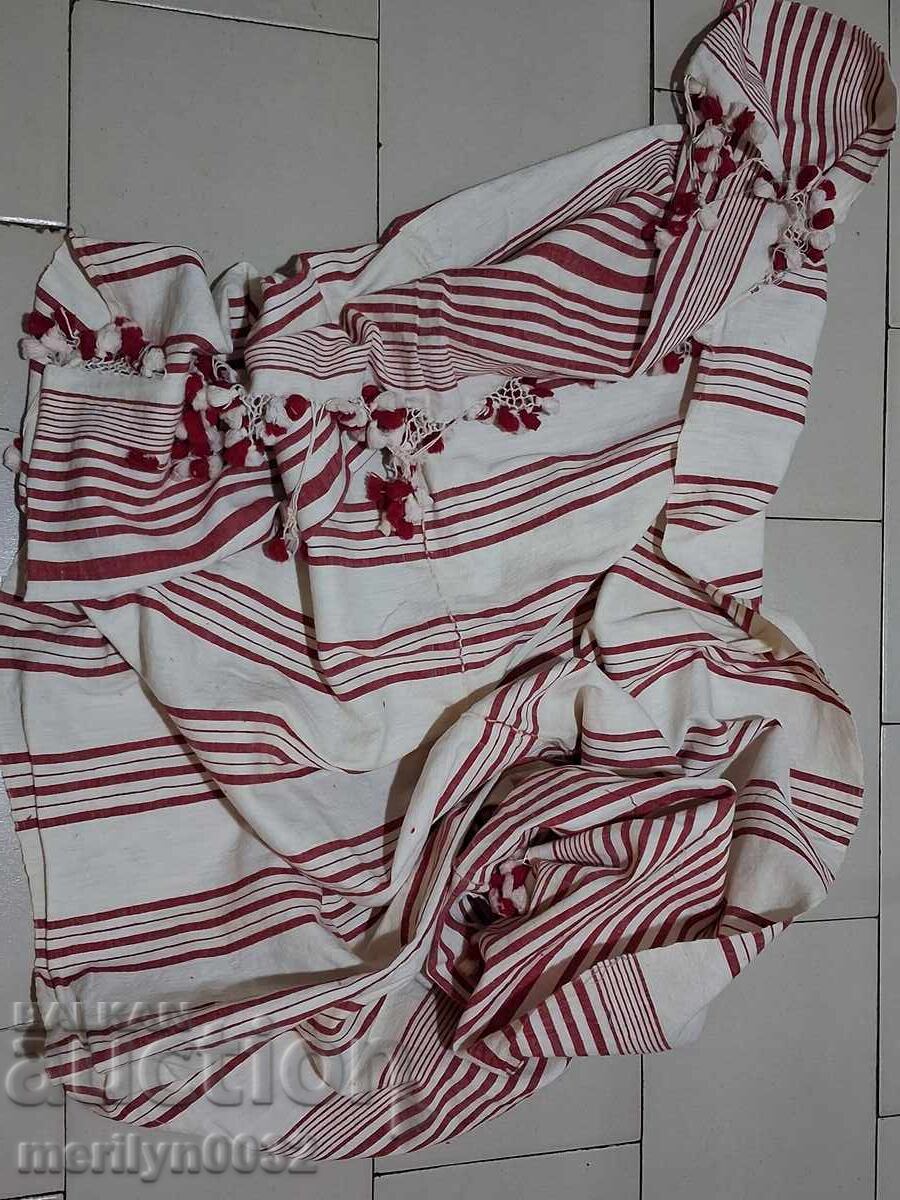 Veche față de masă țesută cu ciucuri din zestre bulgărească, cearșaf - 6