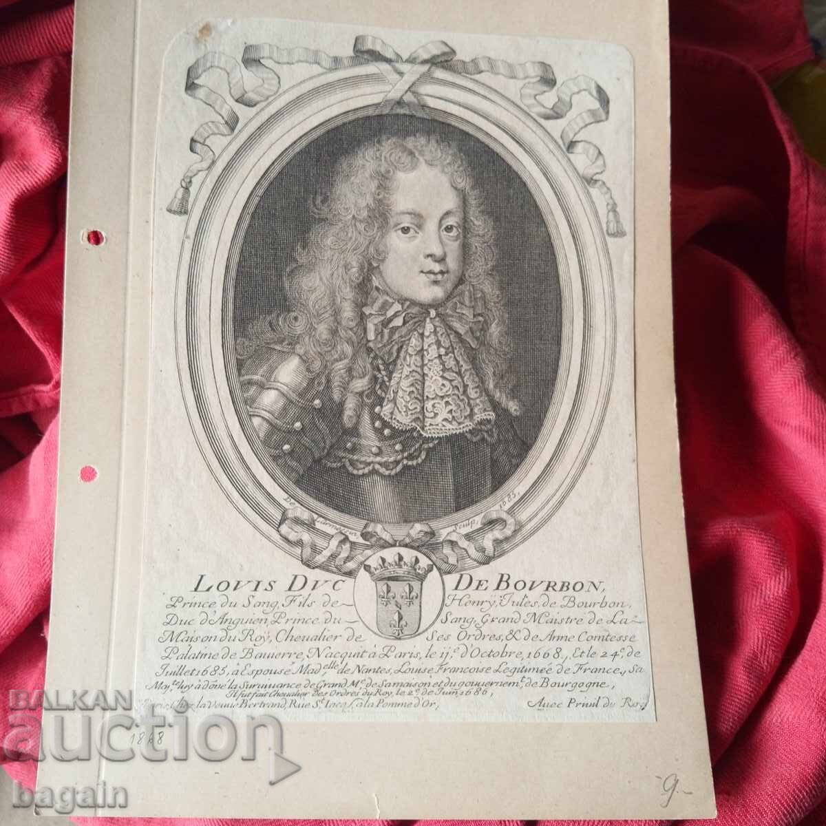 Δημοπρασία Δελφίνος της Γαλλίας. Παλαιά χαλκογραφία