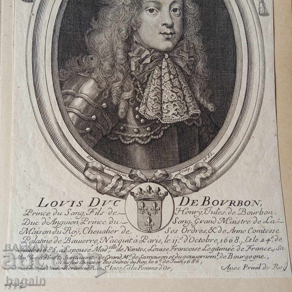 Παράδοση Δελφίνος της Γαλλίας. Παλαιά χαλκογραφία