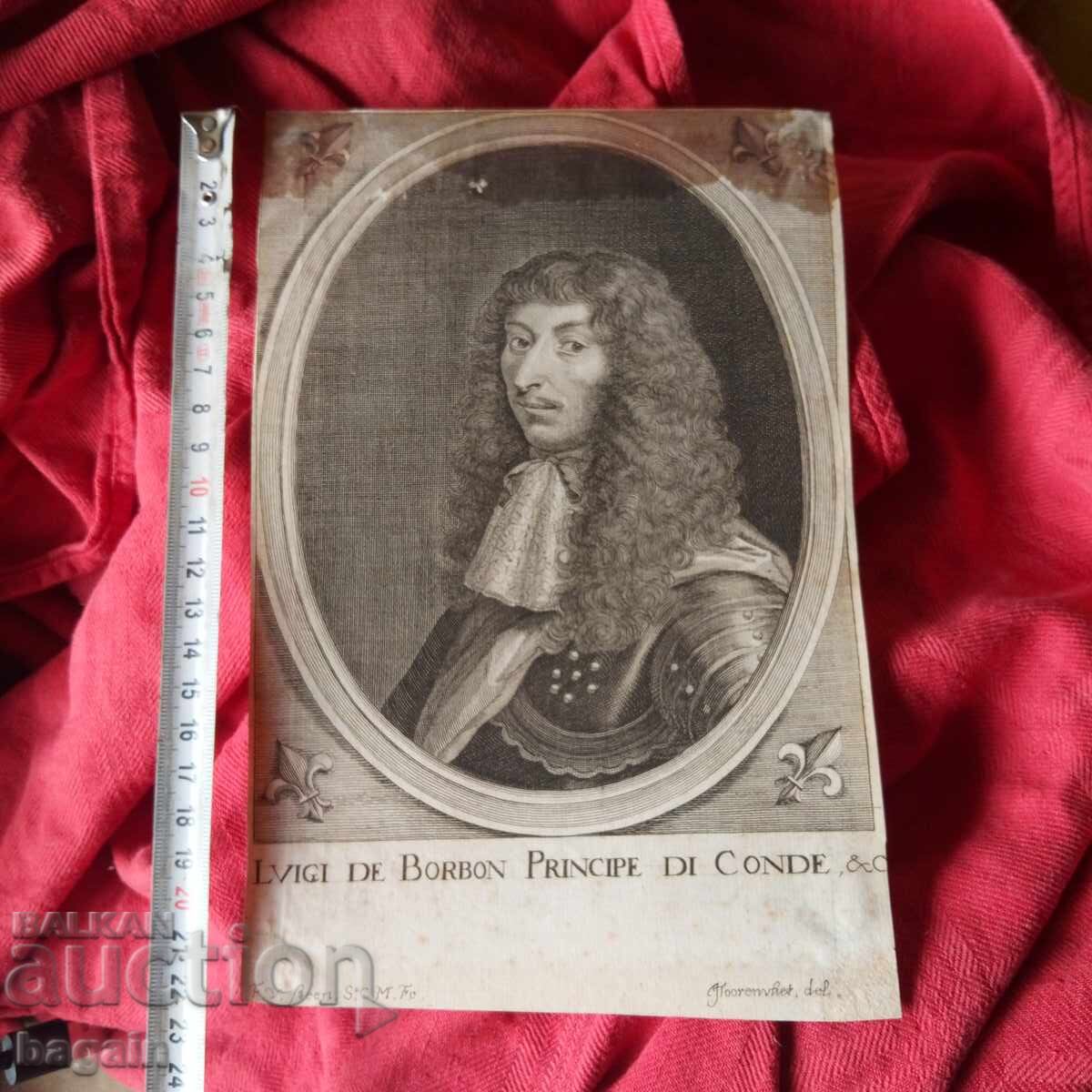Πρίγκιπας του Κοντέ. Παλαιά χαλκογραφία με τιμή € 15.00 | 29.34 BGN
