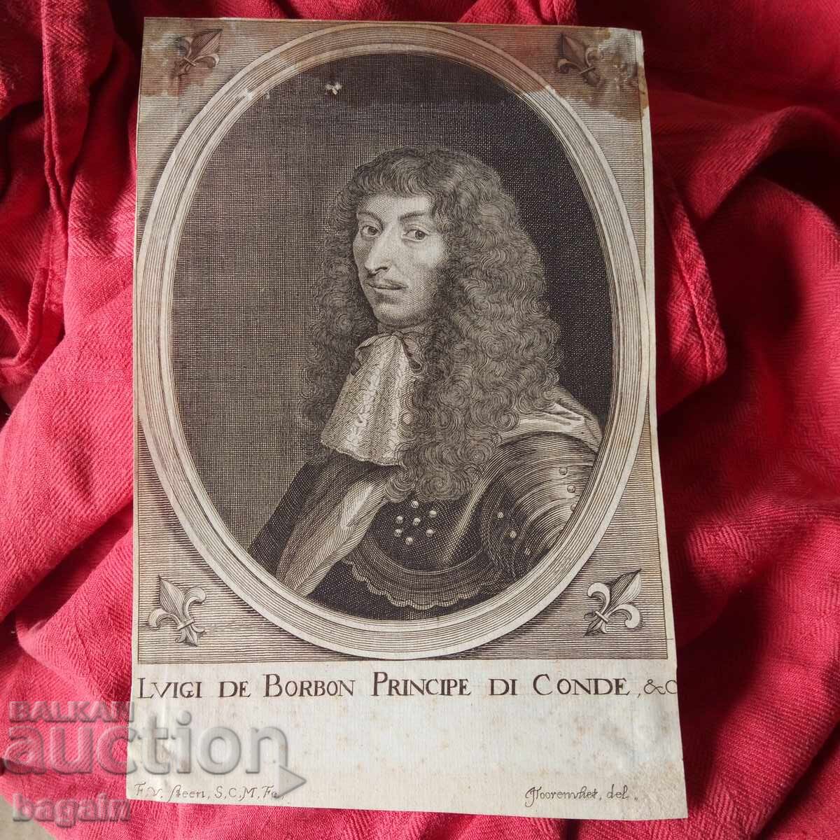 Πρίγκιπας του Κοντέ. Παλαιά χαλκογραφία