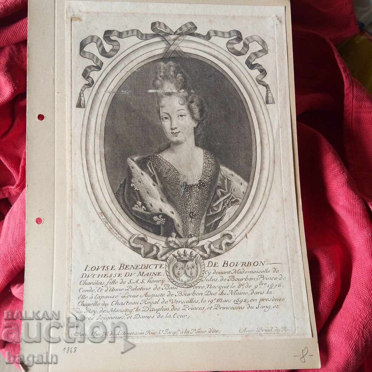 Βουρβώνοι. Παλαιά χαλκογραφία με τιμή € 15.00 | 29.34 BGN