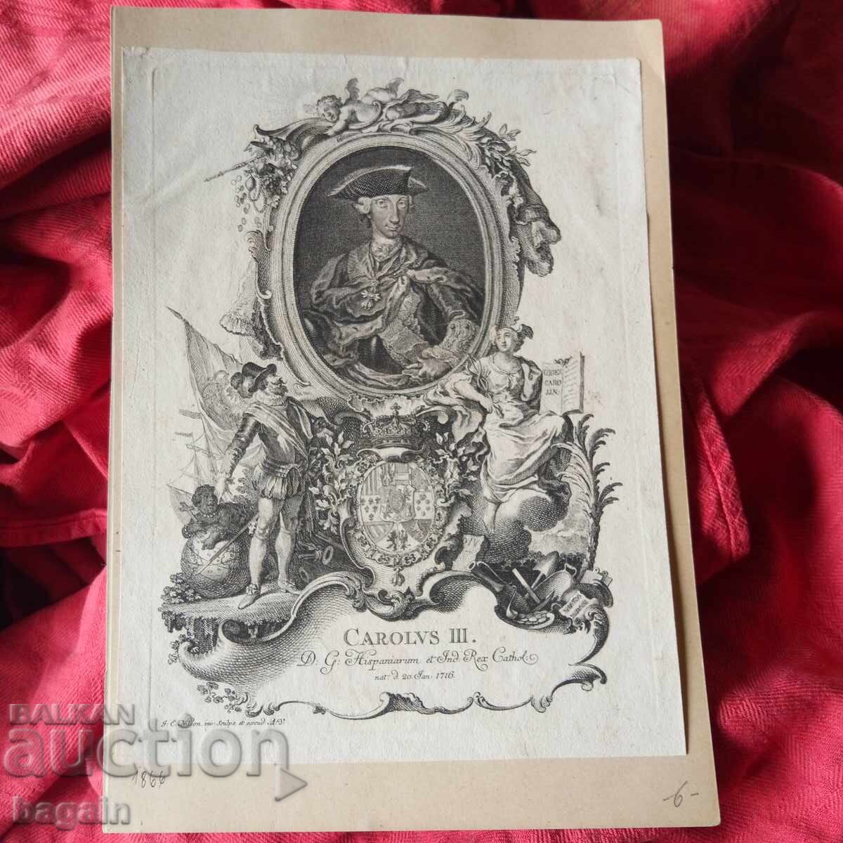 Κάρολος Γ΄. Παλαιά χαλκογραφία