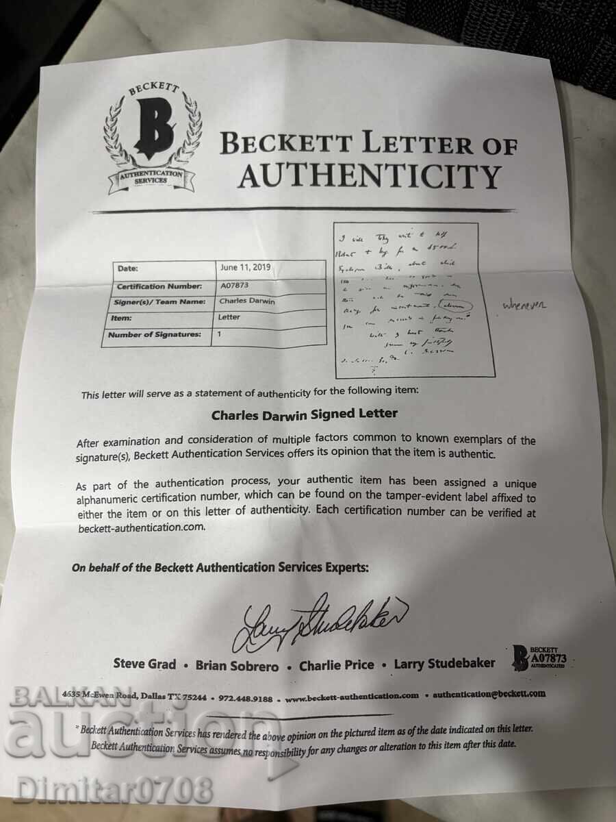 Πρωτότυπο χειρόγραφο του ΤΣΑΡΛΣ ΝΤΑΡΓΟΥΙΝ. Διπλά πιστοποιημένο! / II - 5