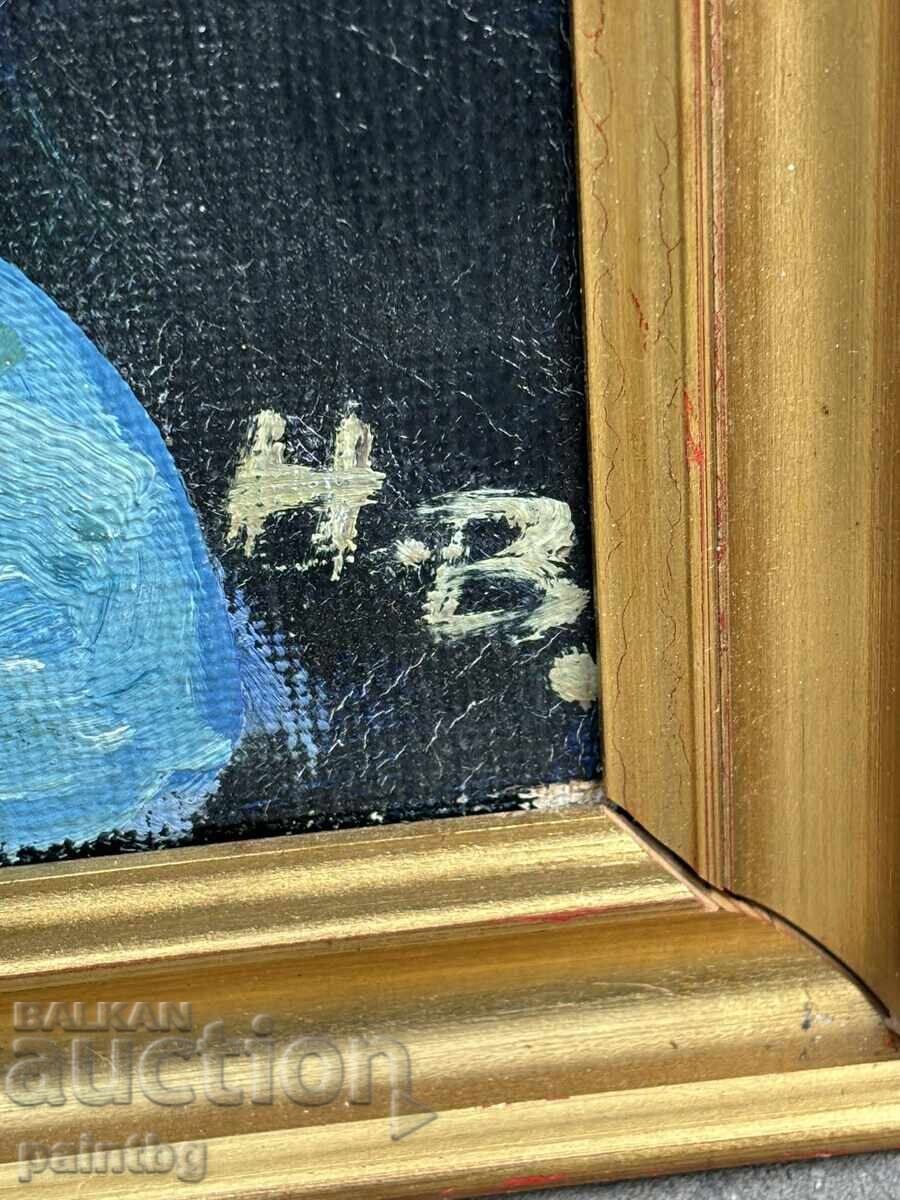 Аукцион Прекрасна маслена картина , монограм.