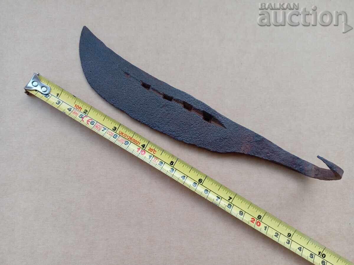 cuțit antic PRIMITIV forjat manual, semifabricat din potcoavă