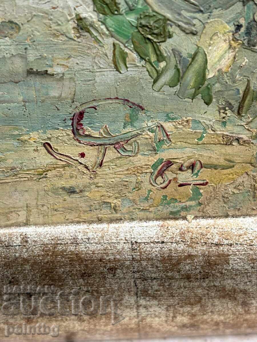 Доставка на Майсторска стара българска картина, монограм 1967-а.