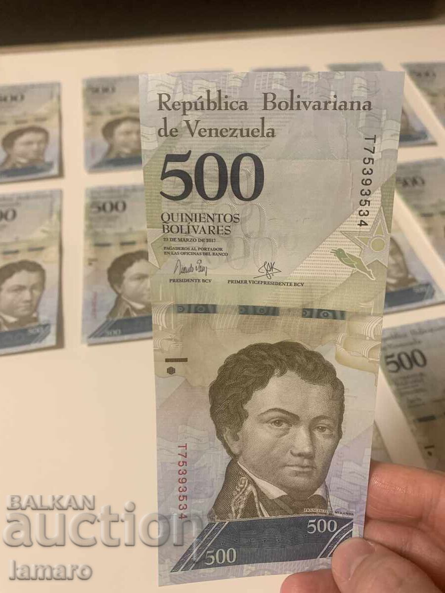 Παρτίδα 20 τραπεζογραμματίων 500 μπολιβάρ Βενεζουέλας UNC με τιμή € 24.00 | 46.94 BGN