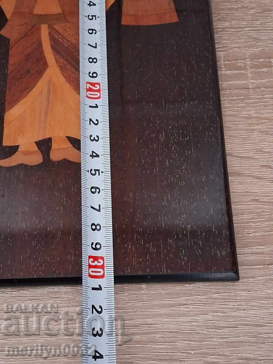 Licitație Tablou în ramă de lemn INTARZIE fată cu donițe pentru apă