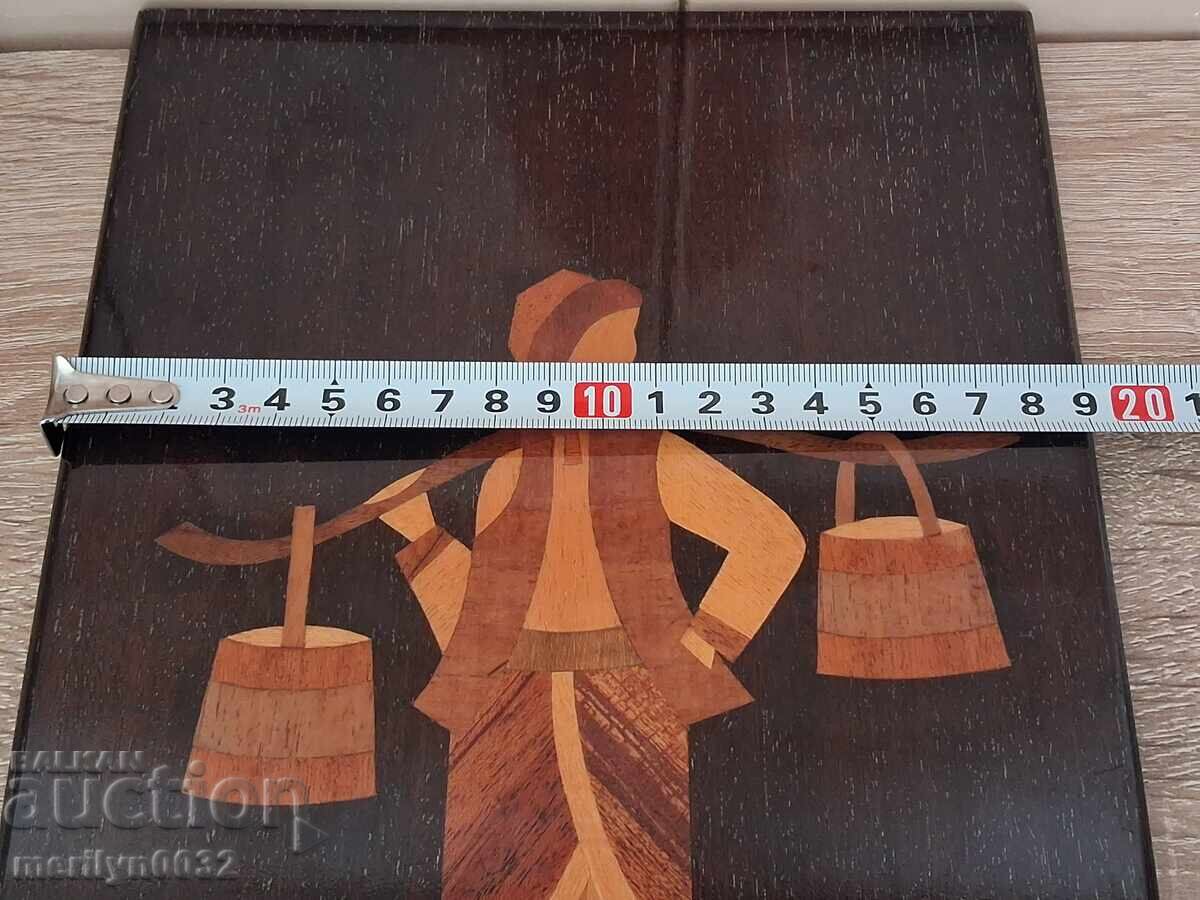 Livrarea Tablou în ramă de lemn INTARZIE fată cu donițe pentru apă