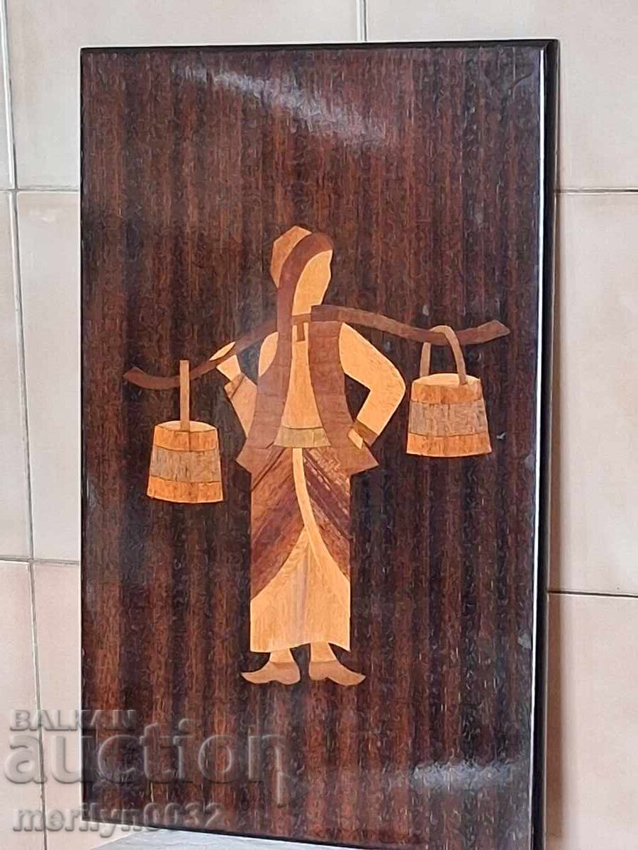 Tablou în ramă de lemn INTARZIE fată cu donițe pentru apă - 5