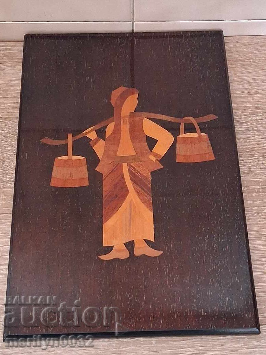 Tablou în ramă de lemn INTARZIE fată cu donițe pentru apă - 6