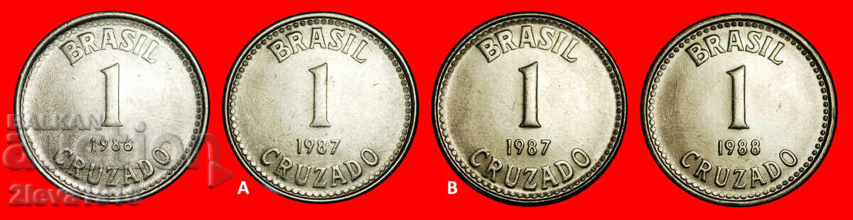 SOUTHERN CROSS: BRAZIL★1 CRUZADO 1986, 1987, 1988! 4 COINS