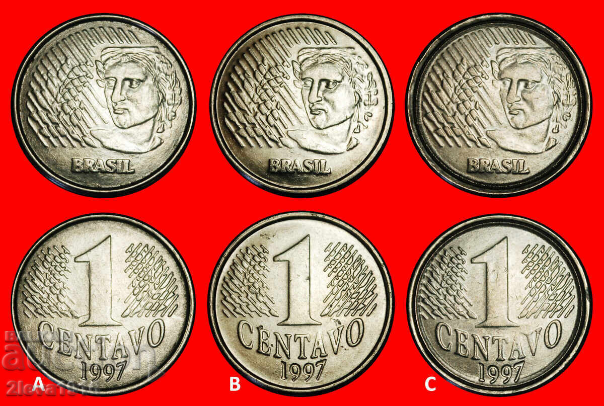 LAUREL HEAD (1994-1997): БРАЗИЛИЯ ★ 1 СЕНТАВО 1997! 3 МОНЕТИ!