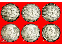 LAUREL HEAD (1994-1997): БРАЗИЛИЯ ★ 5 СЕНТАВО 1995! 3 МОНЕТИ