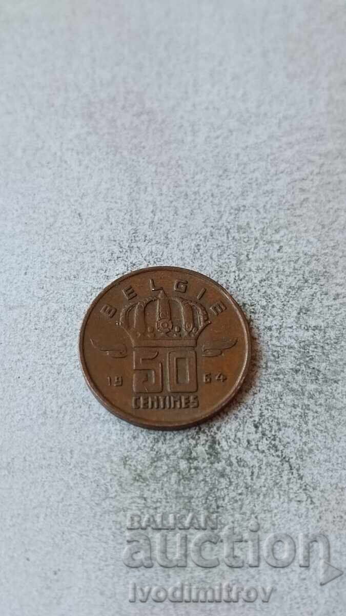 Belgia 50 centime 1954 Inscripție în neerlandeză 'BELGIE'