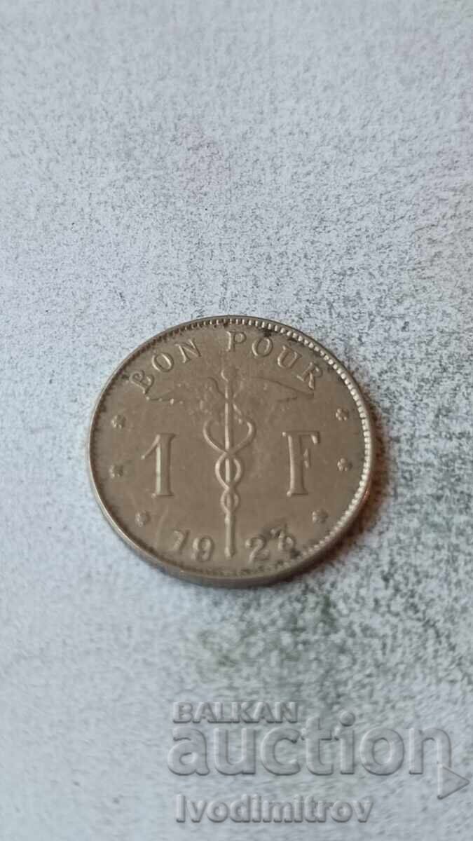 Βέλγιο 1 φράγκο 1923 Λεζάντα στα γαλλικά - 'BELGIQUE'