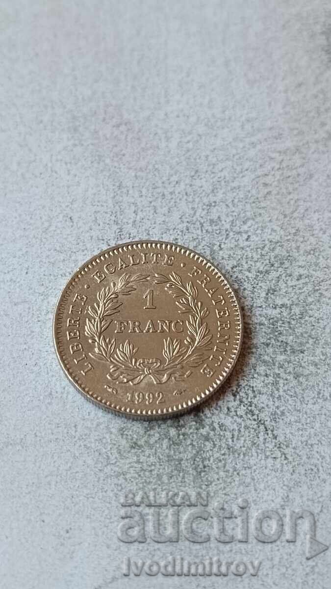 Franța 1 franc 1992 200 de ani Republica Franța