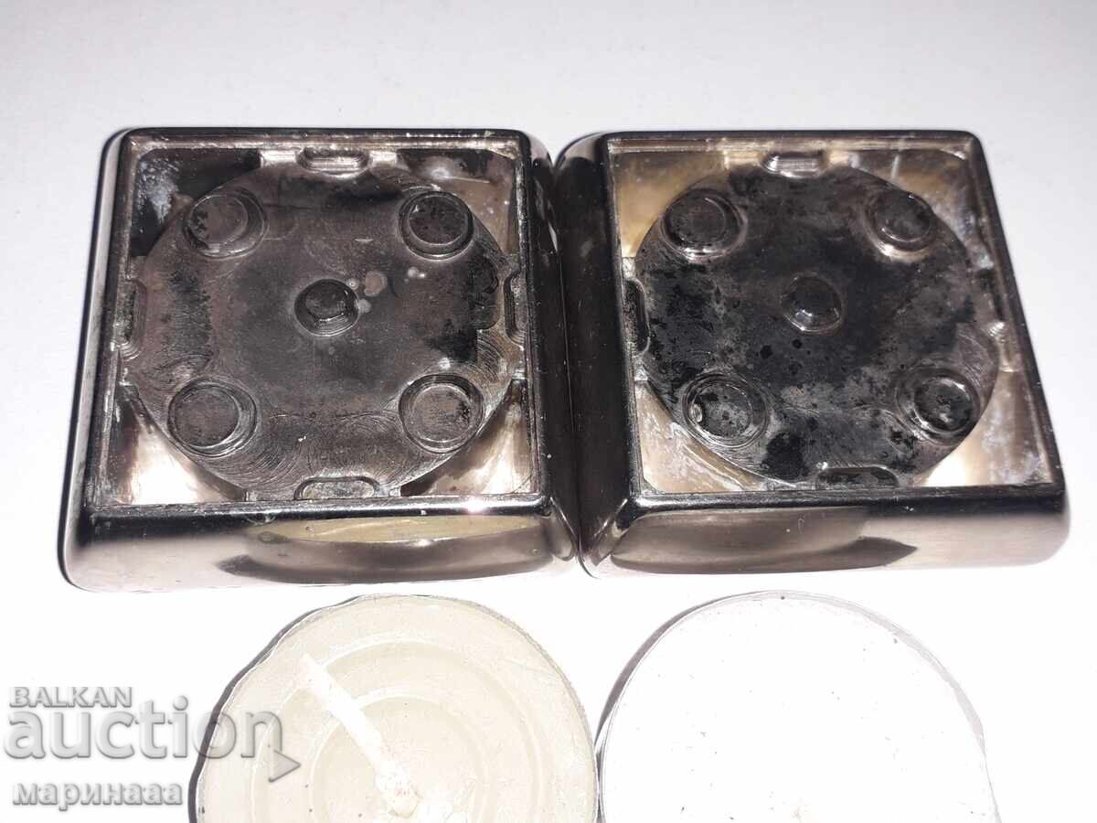 SFEȘNICE MASIVE. BRONZ ARGINTAT. 336 GR - 5