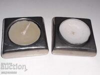 SFEȘNICE MASIVE. BRONZ ARGINTAT. 336 GR