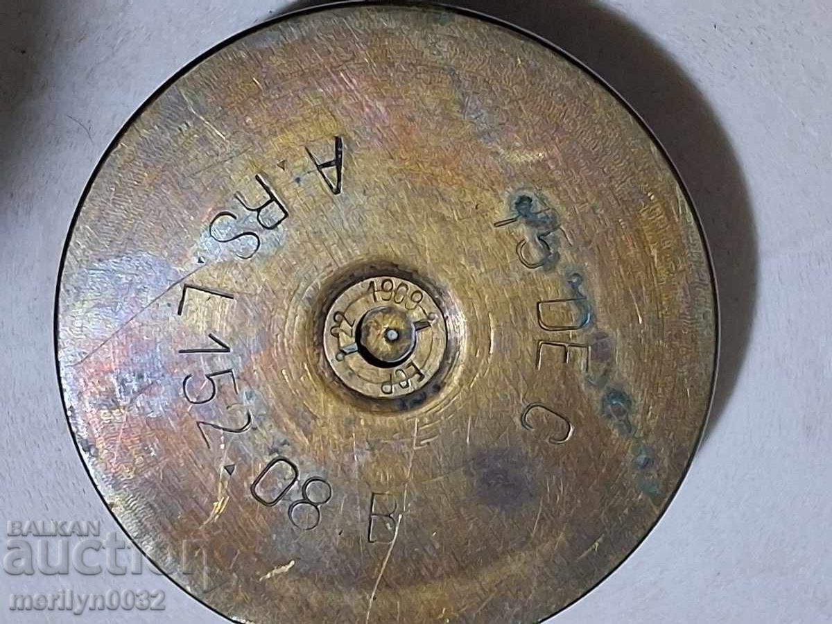 Scrumieră de ofițer cu suport de chibrituri, artă de tranșee din Primul Război Mondial, alamă - 5