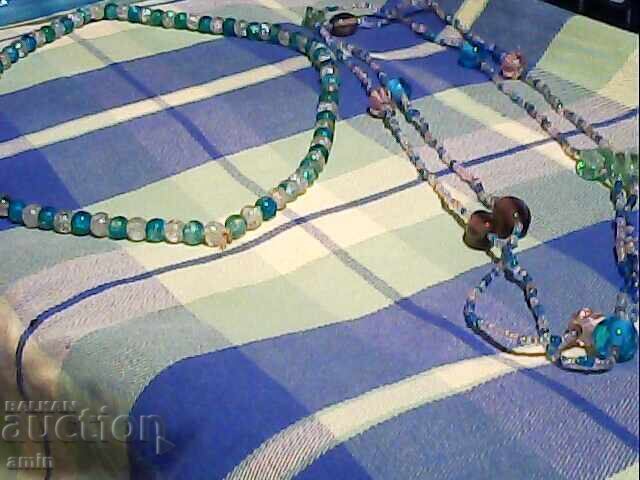 2 buc coliere vechi din mărgele Murano și pietre naturale