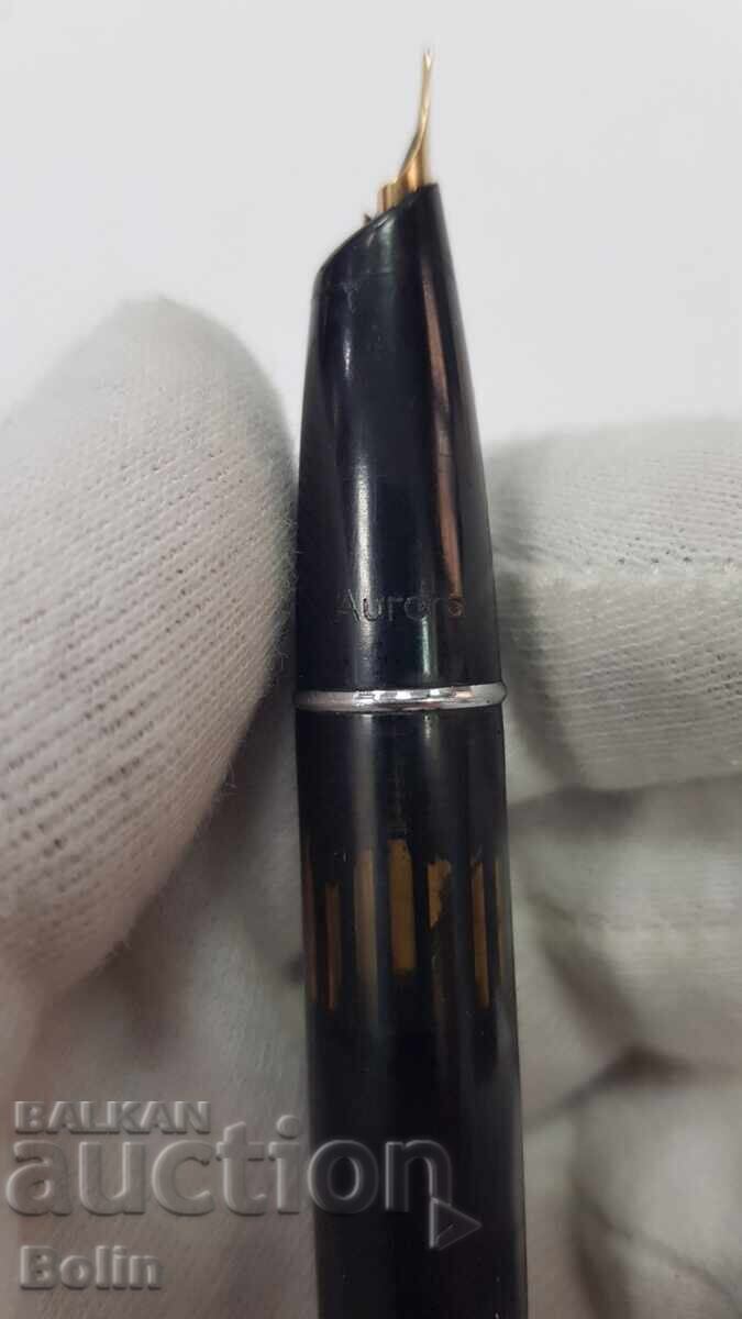 Stilou de colecție rar "AURORA" 88K - Penita din aur de 14k - 5