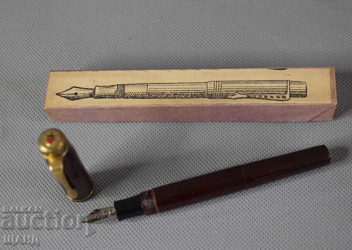 Καλίνκα Παλαιό βακελιτένιο στυλό με κουτί καπάκι με πασχαλίτσα