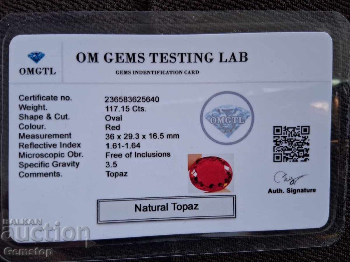 Licitatie! Topaz natural 117.15 ct, oval, certificat OMGTL, de la 1 RON! - 7