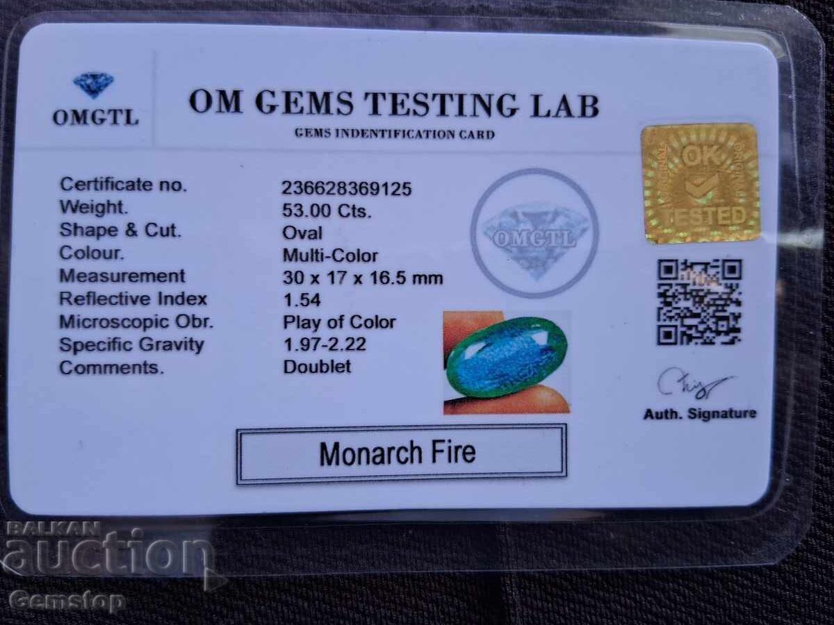 Licitatie! 53.00 ct. Opal de foc natural oval, certificat OMGTL, de la 1 RON! - 7