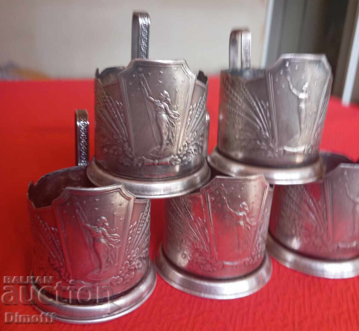 Ρωσικά επάργυρα κουτάλια από μελχίορ, 5 τεμάχια με τιμή € 40.00 | 78.23 BGN