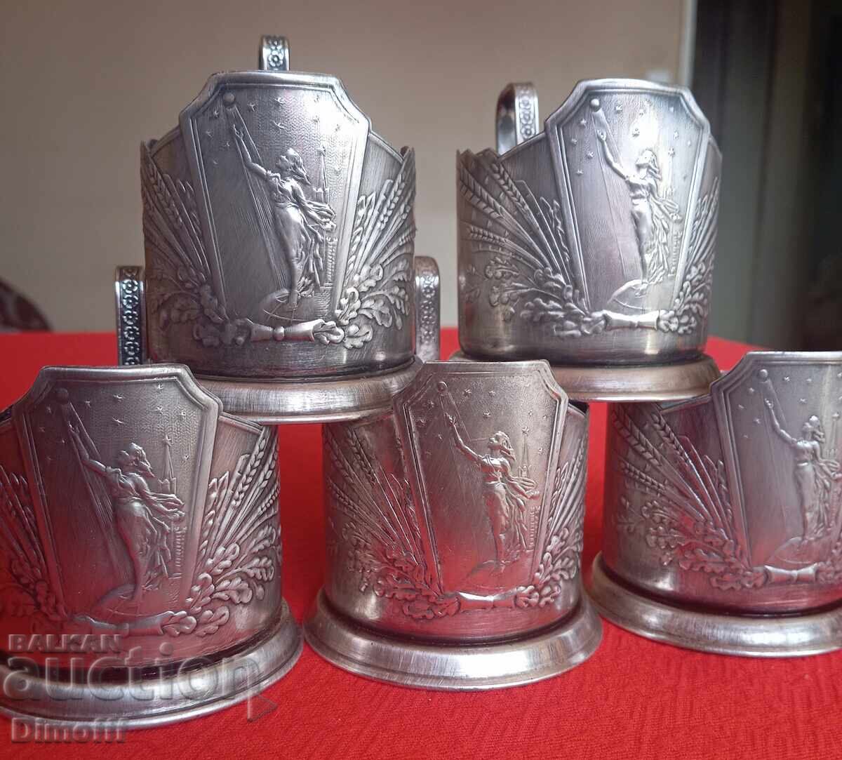 Δημοπρασία Ρωσικά επάργυρα κουτάλια από μελχίορ, 5 τεμάχια