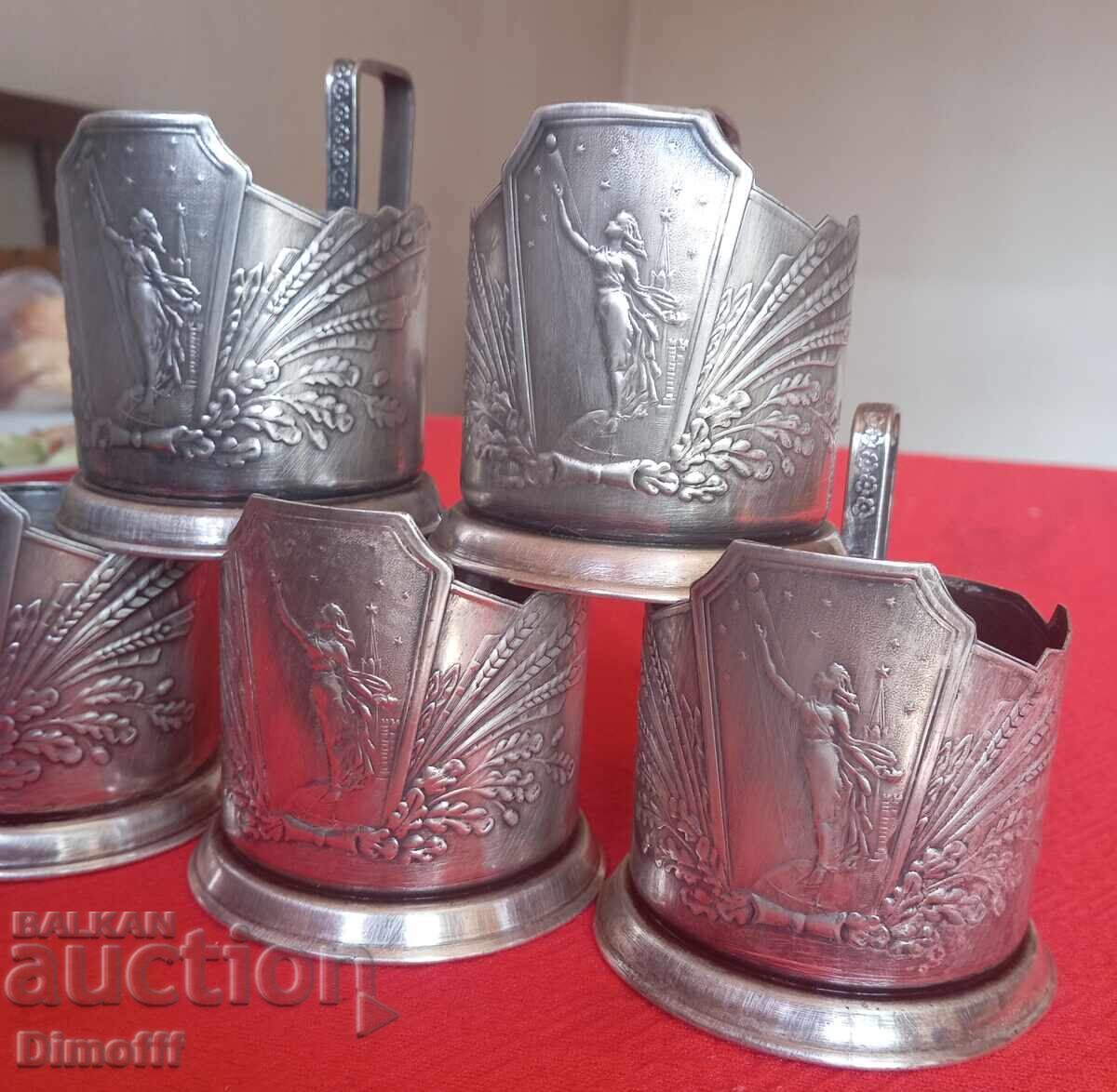 Παράδοση Ρωσικά επάργυρα κουτάλια από μελχίορ, 5 τεμάχια