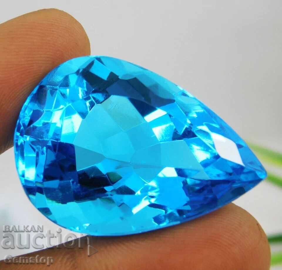 ΧΕ! 83.55 καράτια φυσικό ακουαμαρίνα σε σχήμα αχλαδιού με πιστοποιητικό OMGTL από 1€! με τιμή € 0.01 | 0.02 BGN