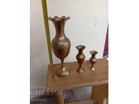 Three brass vases