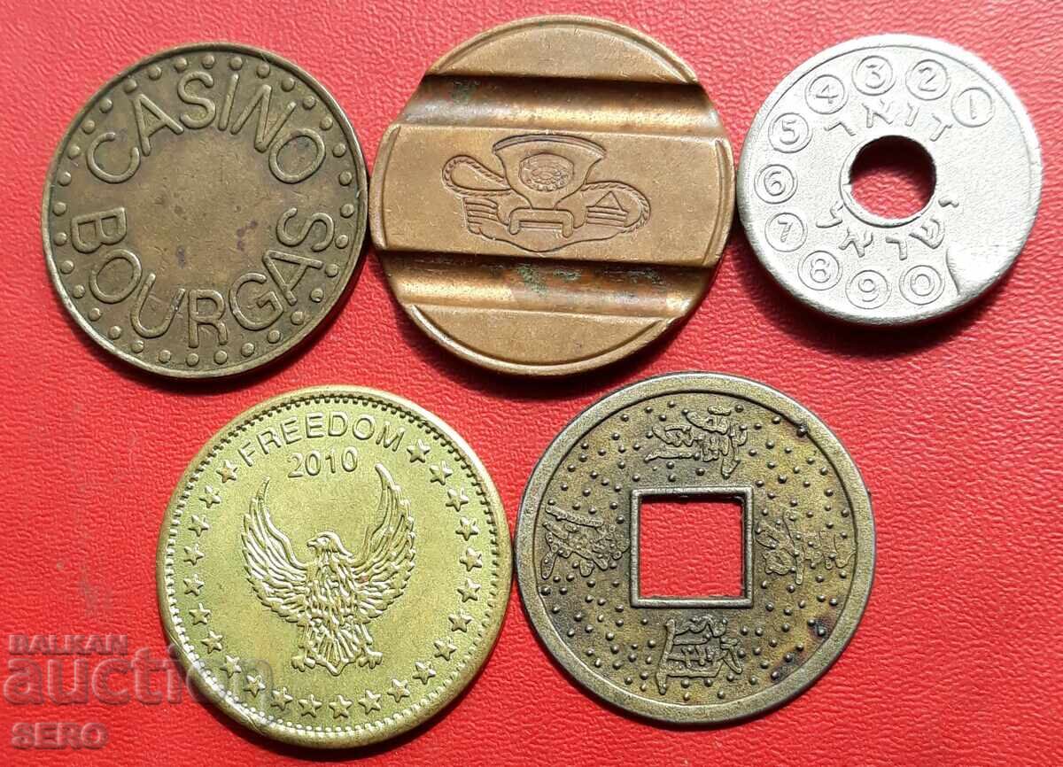 Jetoane-lot 5 bucăți cu preț € 1.51 | 2.95 BGN