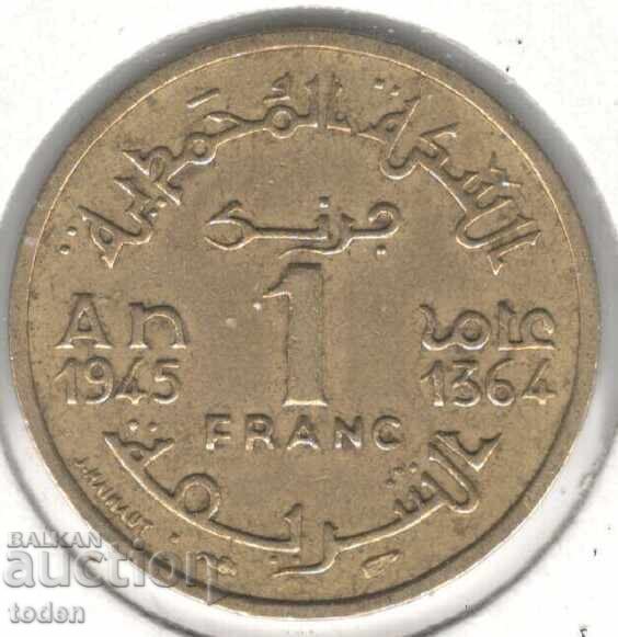 Maroc-1 Franc-1364 (1945)-Y# 41-Mohammed al V-lea