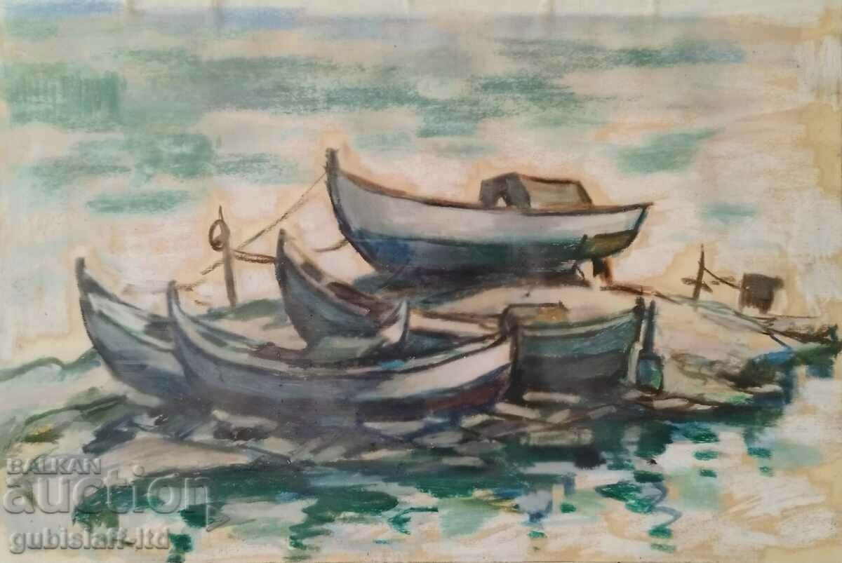 Ζωγραφική, «Θαλασσογραφία», τέχνη. M. Angelov, 1981 με τιμή € 280.00 | 547.63 BGN