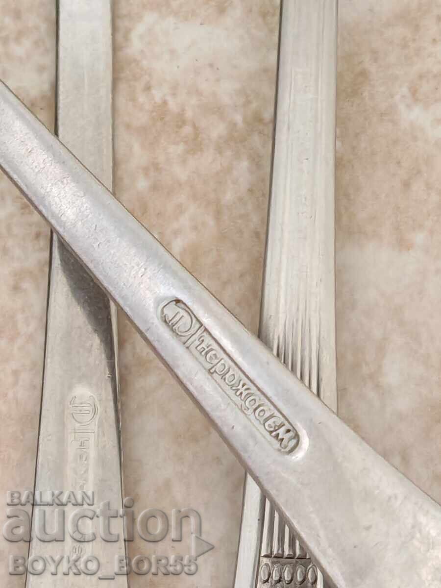 Δημοπρασία Πλήρες σετ με έξι πιρούνια, κουτάλια, μαχαίρια Petko Denev 1970