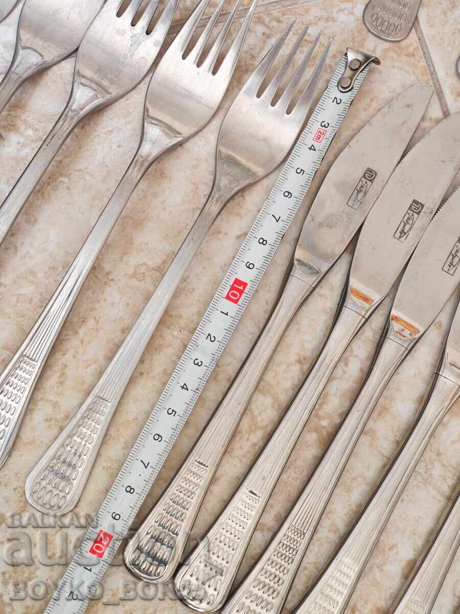 Παράδοση Πλήρες σετ με έξι πιρούνια, κουτάλια, μαχαίρια Petko Denev 1970