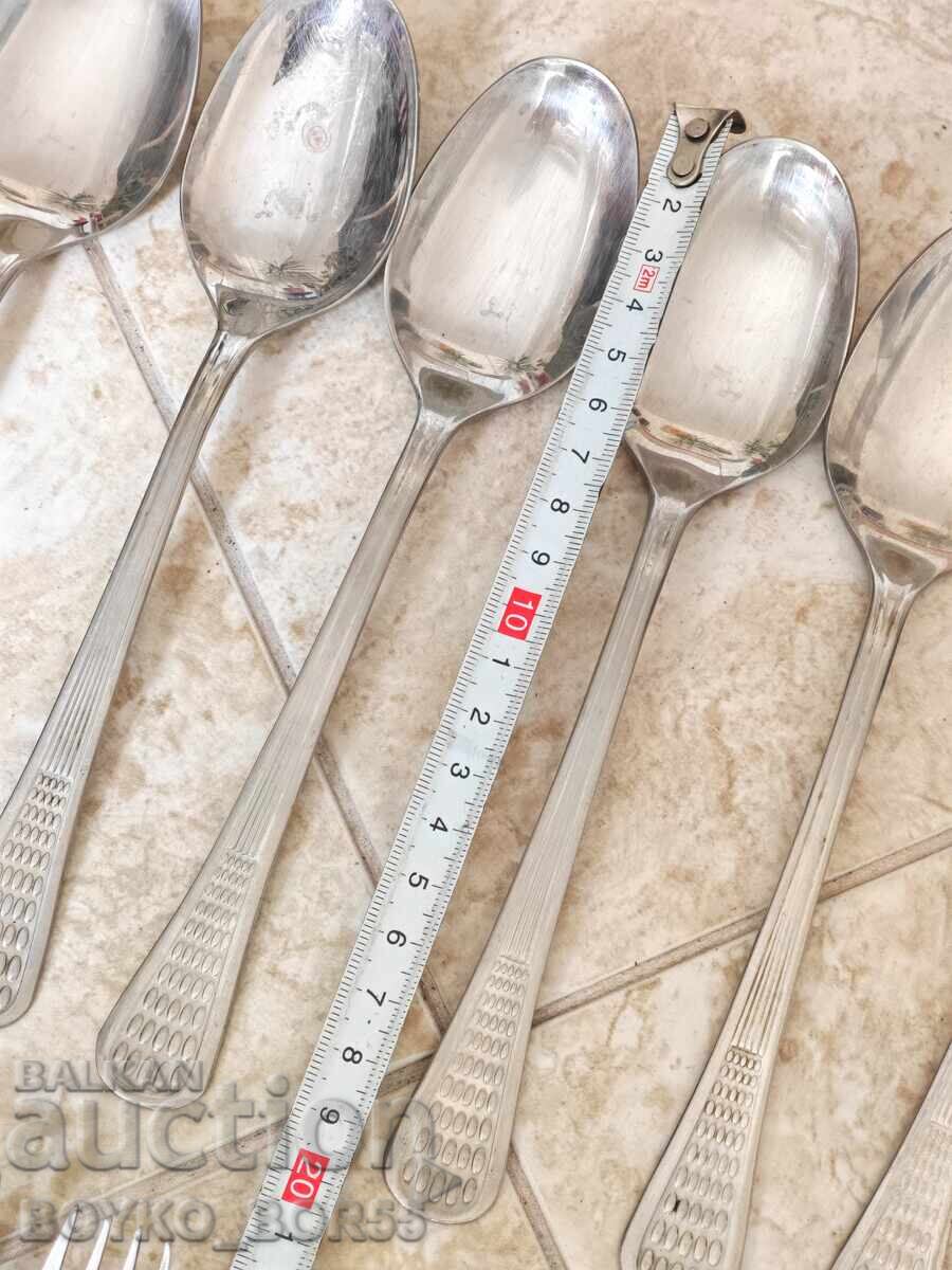 Πλήρες σετ με έξι πιρούνια, κουτάλια, μαχαίρια Petko Denev 1970 - 5