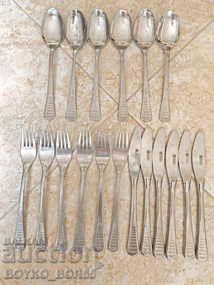 Πλήρες σετ με έξι πιρούνια, κουτάλια, μαχαίρια Petko Denev 1970